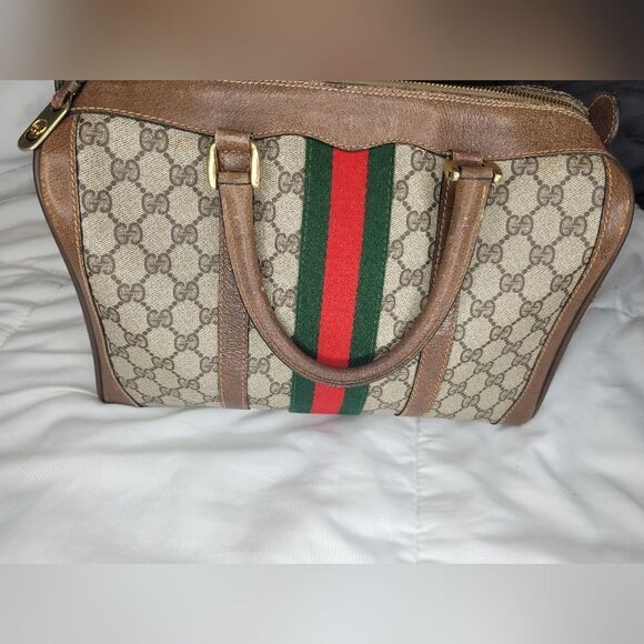 Gucci Supreme Sherry Line Web Monogram Boston Bag. - Picture 5 of 14